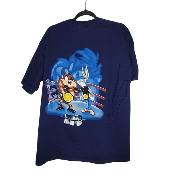 Vintage Looney Tunes Wrestling Stone Cold Steve Austin Goldberg Parody T-Shirt - Picture 1 of 4